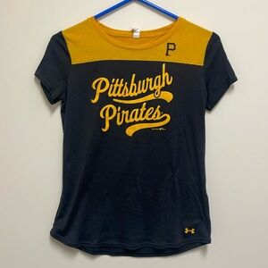 Pittsburgh Pirates MLB Baseball Under Armor Tee T-shirt YLG Youth LG Heat Gear